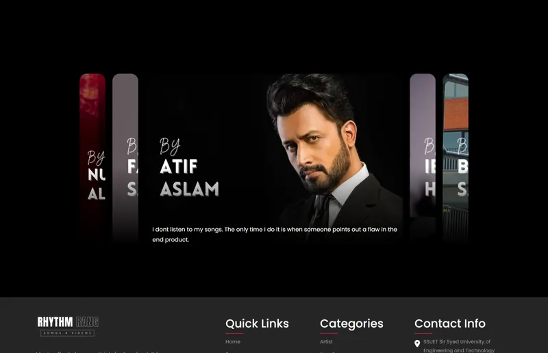 Rhythm Rang music player interface and playlist view