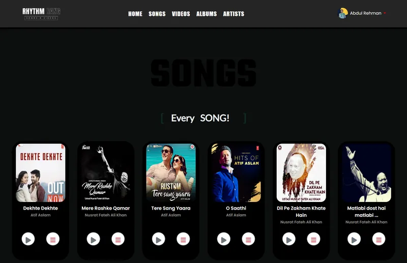 Rhythm Rang AI chatbot and music discovery interface